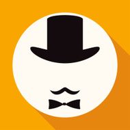 Bowler hat and moustache on white circle with N2