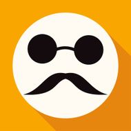 Bowler hat and moustache on white circle with N3