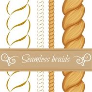 Hair braided isolated on white Seamless twist braids with outline