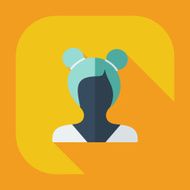 Flat modern design with shadow icon silhouette girl creative hairstyle