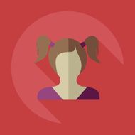 Flat modern design with shadow icon silhouette girl creative hairstyle N6
