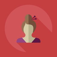 Flat modern design with shadow icon silhouette girl creative hairstyle N10