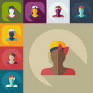 Flat modern design with shadow icon silhouette girl creative hairstyle N12