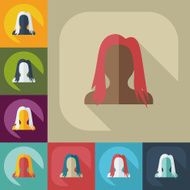Flat modern design with shadow Man silhouette creative hairstyle N14