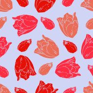 Seamless pattern with beautiful tulips