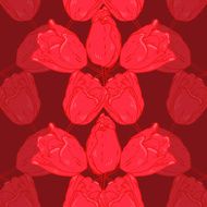 Seamless pattern with red tulips