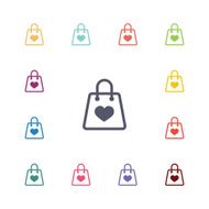 shopping bag flat icons set