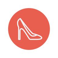 Lady high heel shoe thin line icon