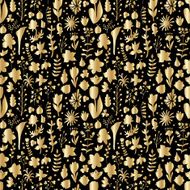Floral spring gold seamless pattern