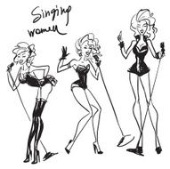 Hand drawn singing women sketch