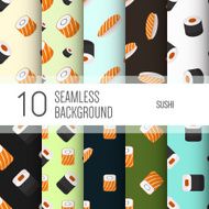 10 seamless backgrounds or patterns with sushi