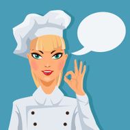 Young chef woman in uniform Vector illustration