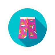 Men Beach Shortsl flat icon with long shadow
