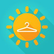 Long shadow sun icon with a hanger
