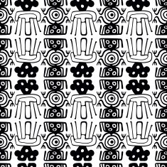 Seamless Mexican black and white pattern N2