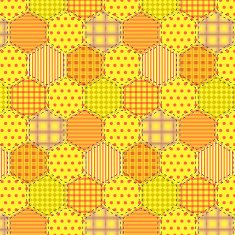 Seamless pattern patchwork yellow fabrics hexagon