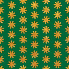 Seamless pattern background on green made of endless gold flowers N3
