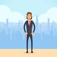 Businessman Serious Full Length Business Man City Skyscraper