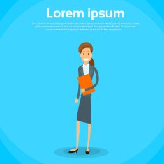 Businesswoman Document Full Length Flat Icon Vector N2