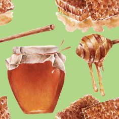 Seamless pattern with honey Watercolor illustration