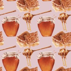 Seamless pattern with honey Watercolor illustration N3