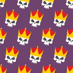 Skull Crown Seamless pattern Vector background head skeleton