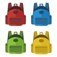 Set of open school bags in different colour N2