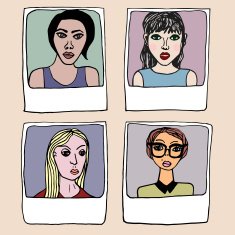 Portraits frame fashionable girls