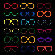 Vector set of colored glasses Retro geek hipster frames N2