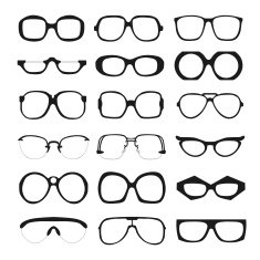 Vector set of glasses Retro wayfarer geek hipster frames N2