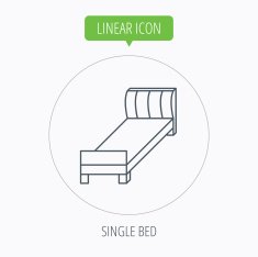 Single bed icon Bedroom furniture sign N10
