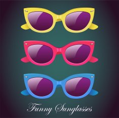Retro blue pink and yellow glasses vector set