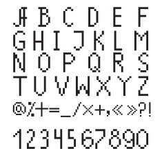 Black pixel font on a white background N2