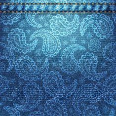 Texture of denim fabric with paisley