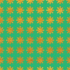 Seamless pattern background on green made of endless gold flowers N5