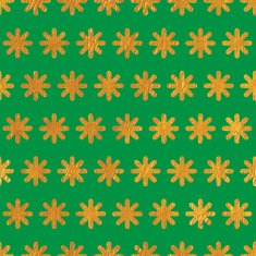 Seamless pattern background on green made of endless gold flowers N7