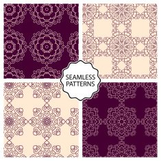 Vector illustration Set of seamless line patterns N13