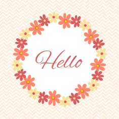 Greeting card template with floral wreath N3
