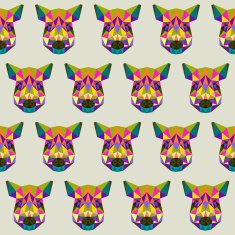 Abstract wild boar seamless pattern backgroun Bright polygonal geometric illustration