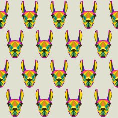 Abstract llama seamless pattern backgroun Bright polygonal geometric illustration