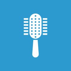 comb icon isolated white on the blue background