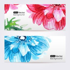 Two floral watercolor banners with anemones