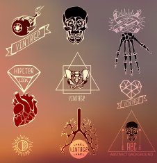 Set of Labels with hand draw human N2