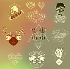 Set of Labels with hand draw human N7