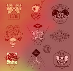 Set of Labels with hand draw human N8