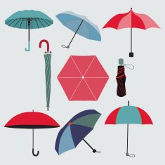 Set of different umbrellas