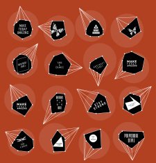 Abstract polygonal label design Elements of astronomy N16