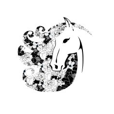 Vector silhouette of a horse head N6
