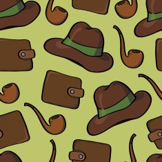 background with smoking pipes hats and purses