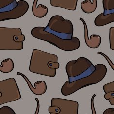 background with smoking pipes hats and purses N3